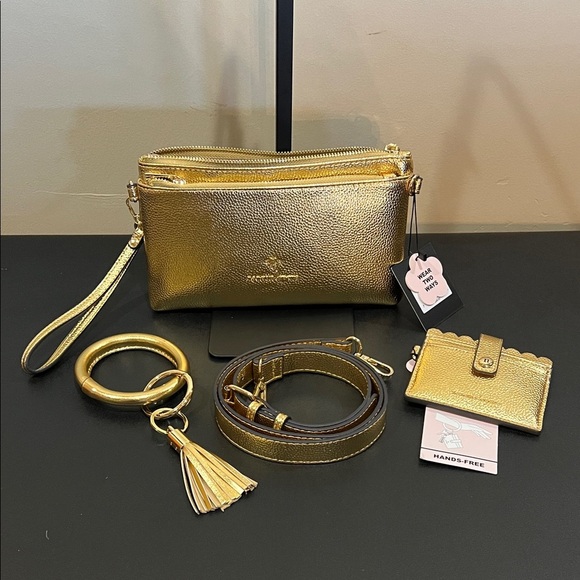 Nanette Lepore |  Gold Crossbody Bag Set w/ Matching Wallet, Bag Charm - Picture 15 of 15